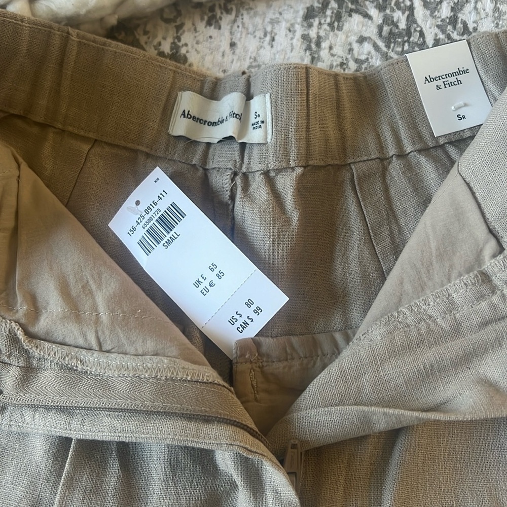 Abercrombie & Fitch NWT wide leg tan linen trousers